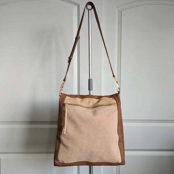 rag & bone Olympus Hobo Large Shoulder Pebbled Leather Nubuck Honey Beige NWOT - Picture 3 of 15